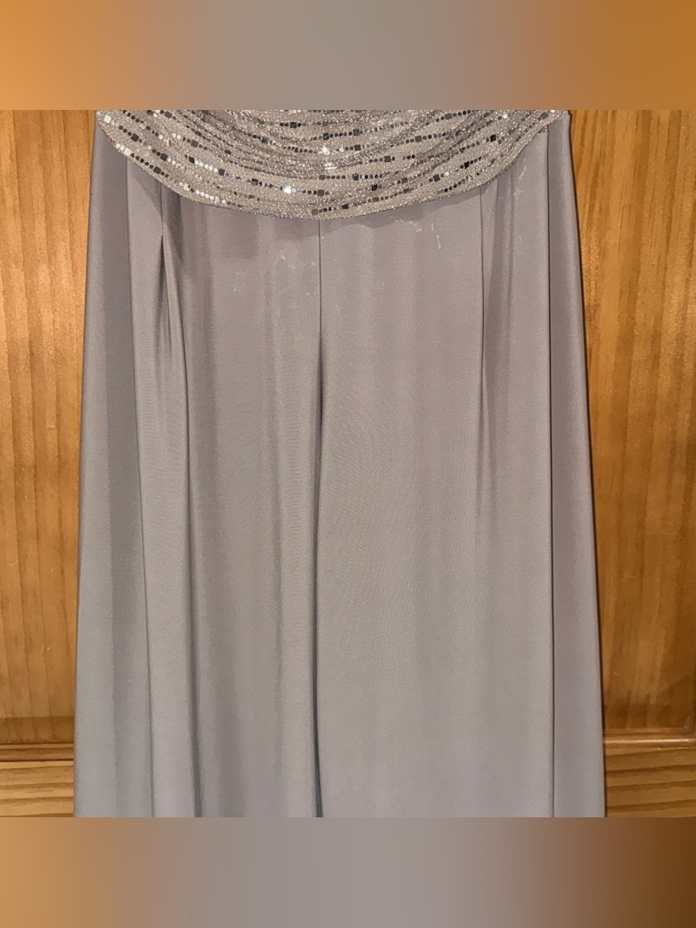 NWT R & M Richards Champagne Sequin Draped Jumpsuit-12 - Picture 5 of 16